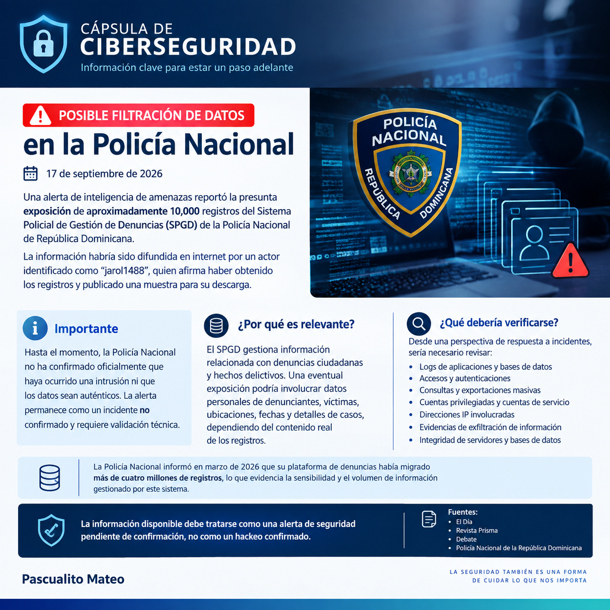 Posible filtración de datos en la Policía Nacional: exponen 10,000 registros del sistema de denuncias